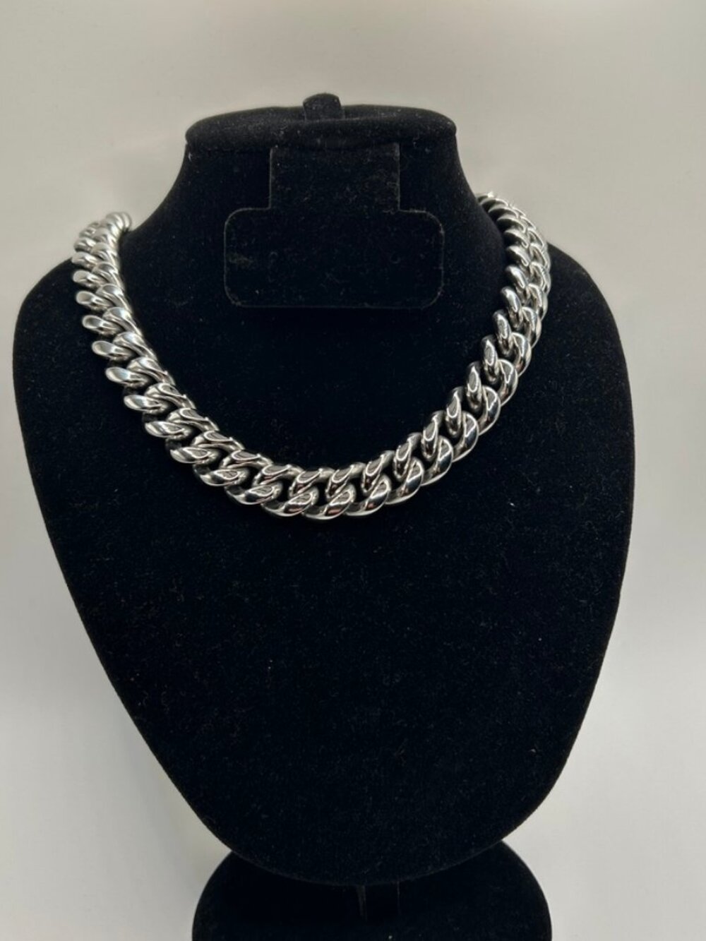 14mm 18in Cuban Chain 10mm 7in Bracelet Set Real Silver Stainless Steel Plated